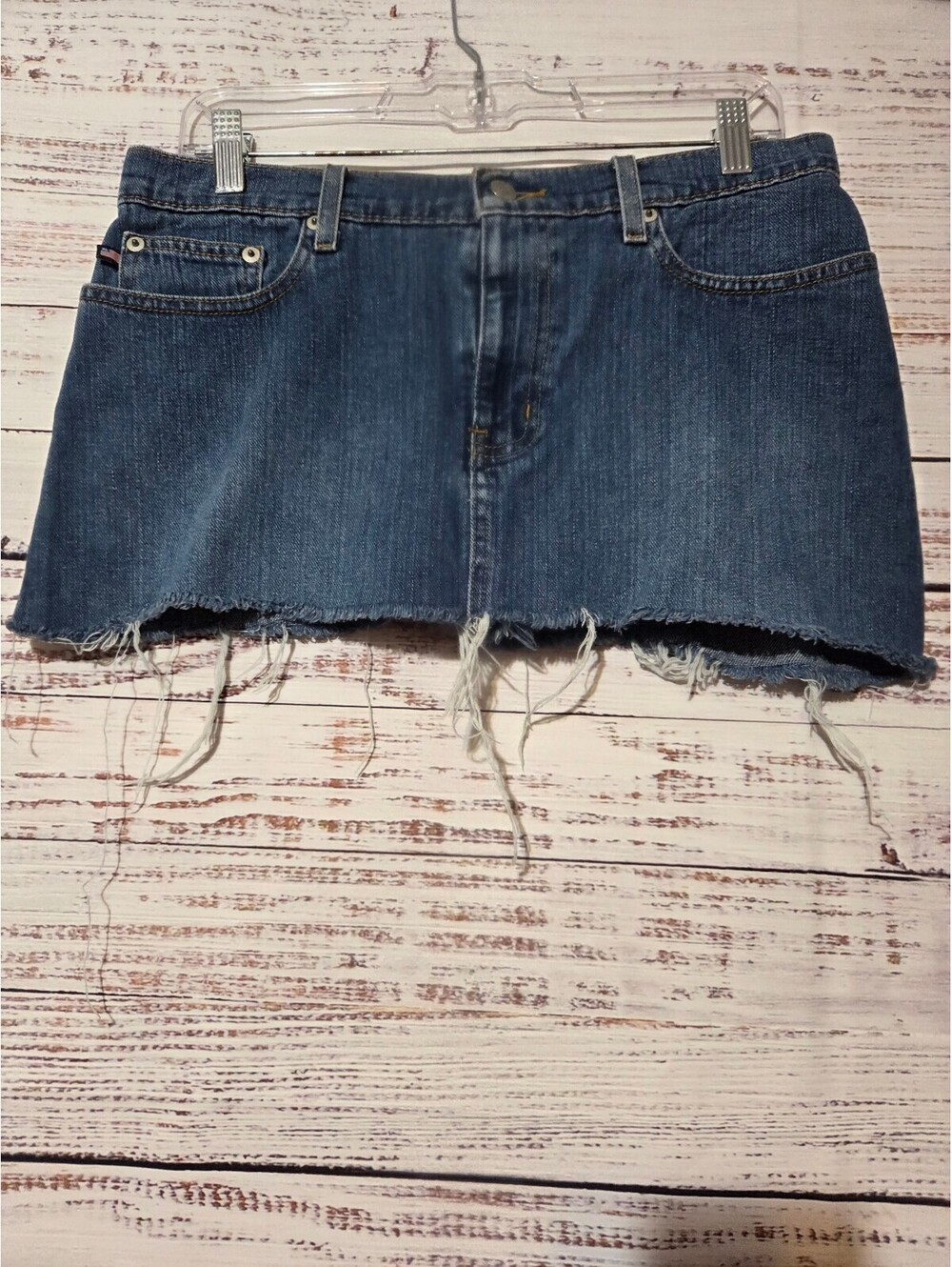 Polo Jeans Co. Ralph Lauren Size 8 Denim Mini Skirt Blue Frayed Mini Skirt